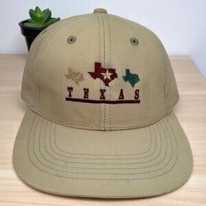 Texas Embroidered Tan Baseball Hat Cap Strapback Vintage State Exp Headwear